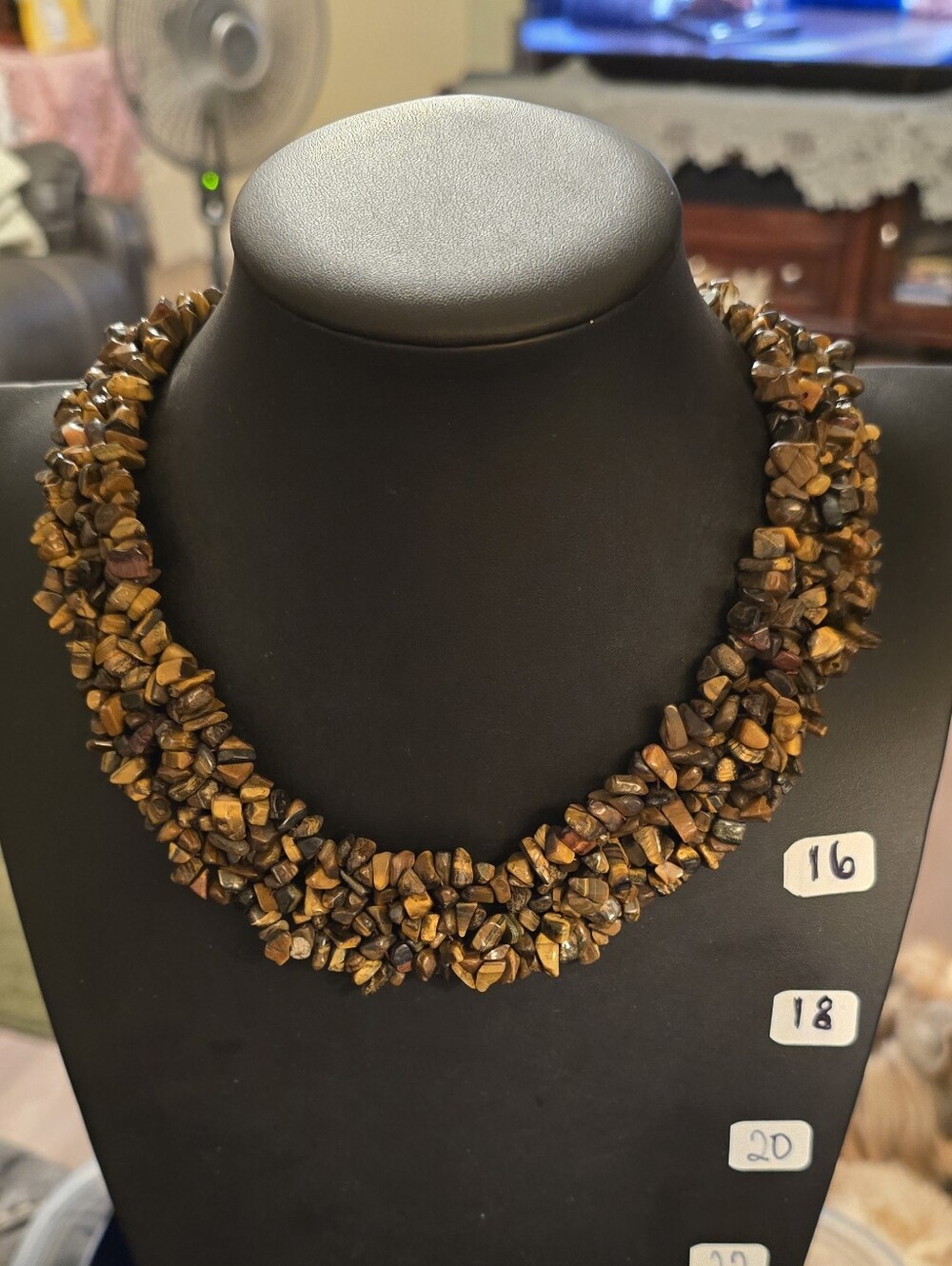 Tiger Eye Multi-Strand Chip Necklace - Brown